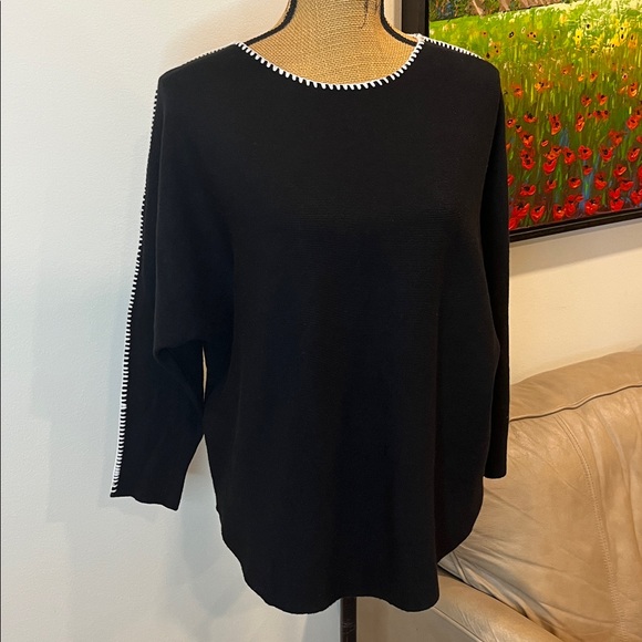 Vila Milano Relaxed Fit Sweater SOFT Boxy Black White Size Large - Picture 2 of 11